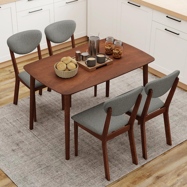Giantex Mid-Century Modern Kitchen Table and Upholstered Chairs Set for 4
