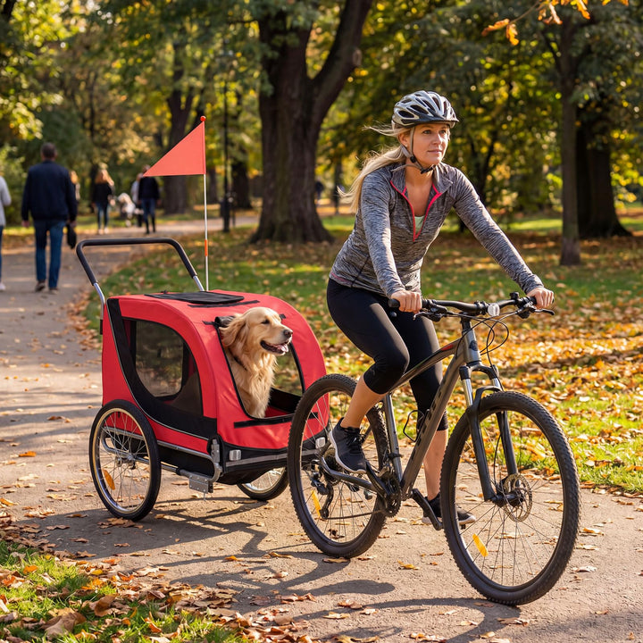 Giantex 2-in-1 Dog Bike Trailer &amp; Pet Stroller for Large Dogs PVC Rain Cover 176 lbs Capacity