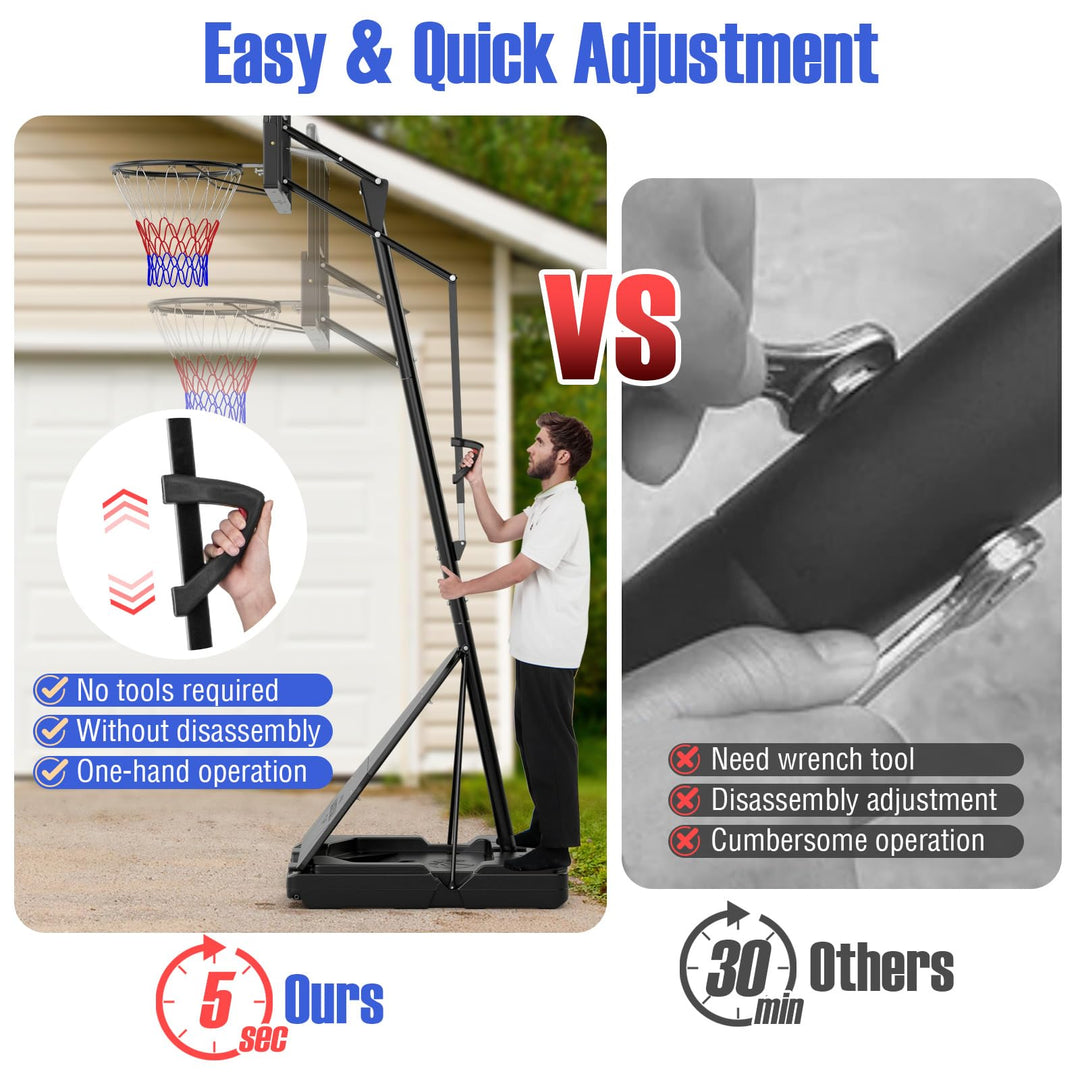 Giantex 4.9-10 Feet Height Adjustable Portable Basketball Hoop Basketball Goal System