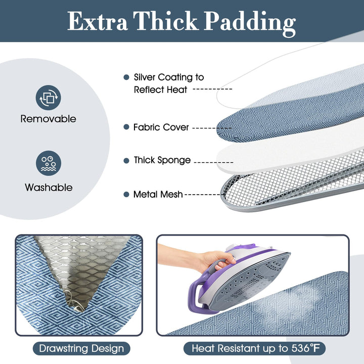 Giantex Ironing Board with Iron Rest, Carbon Steel Iron Board with 4 Layer Heat Resistant Cover &amp; Pad