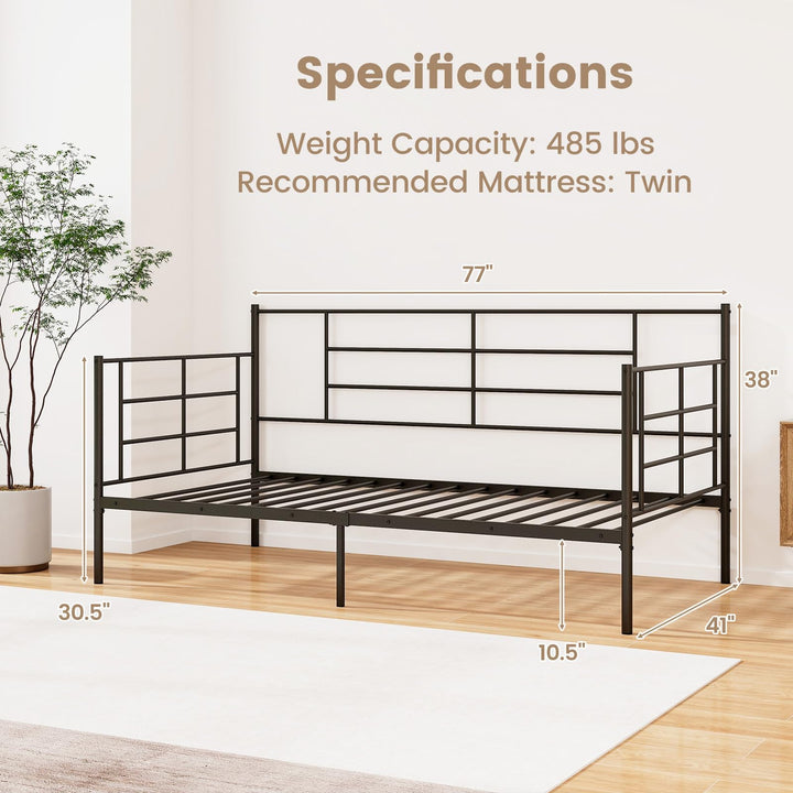 Giantex Metal Twin Daybed, Twin Size Platform Bed with High Headboard &amp; Extra Support Leg