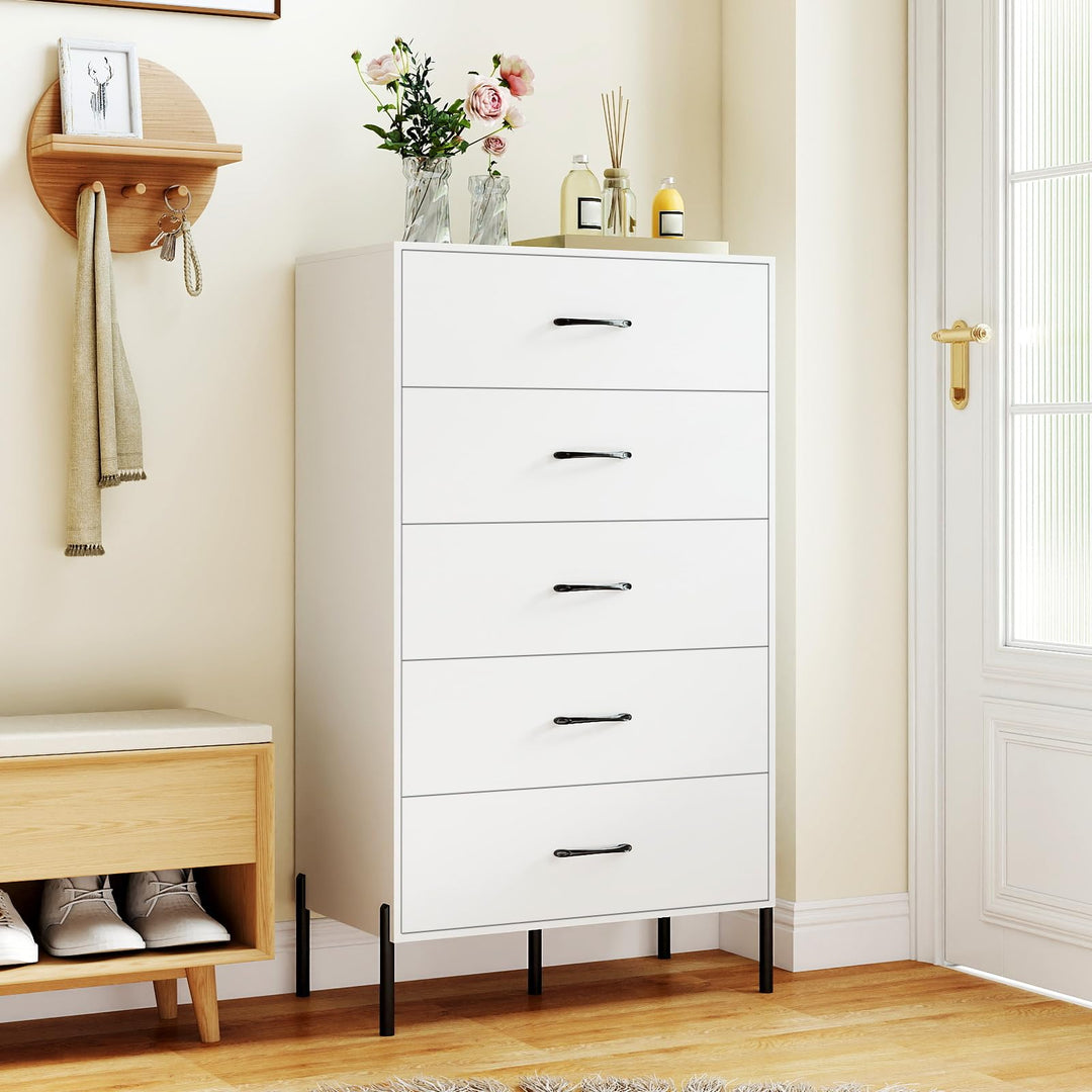 Giantex 5-Drawer Modern Tall Storage Organizer with Metal Legs &amp; Handles