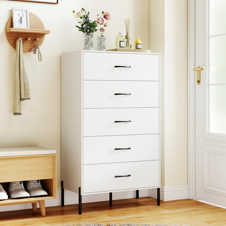 Giantex 5-Drawer Modern Tall Storage Organizer with Metal Legs &amp; Handles