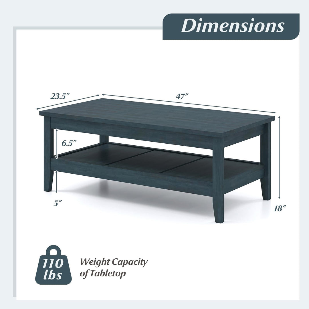 Giantex Farmhouse Coffee Table Rustic Cocktail Center Table with Thickened Tabletop