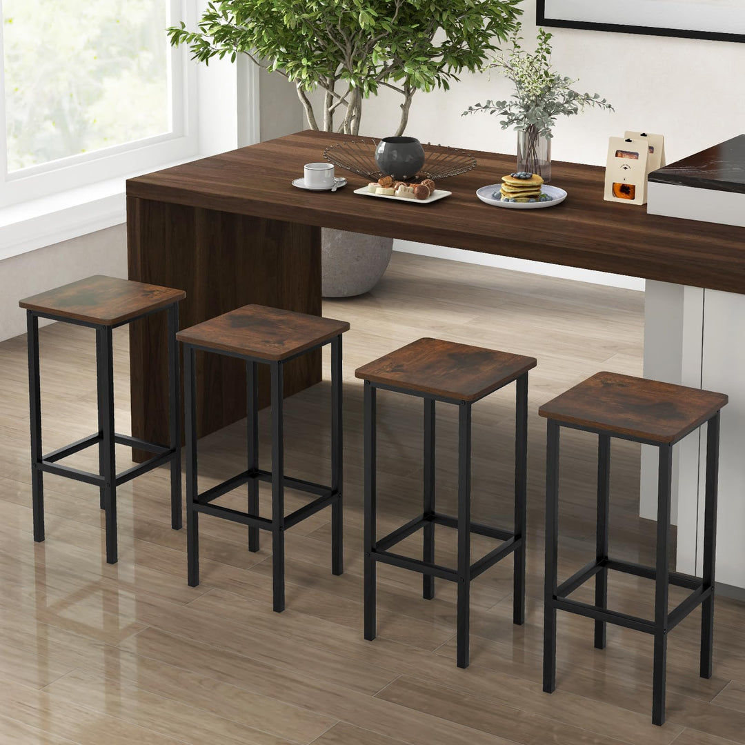 Giantex Bar Stools Set of 4, 26" Backless Barstools with Metal Legs &amp; Footrest, Breakfast Bar Dining Chairs