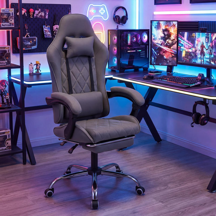 Giantex Gaming Chair Height Adjustable Computer Chair with Headrest and Lumbar Support