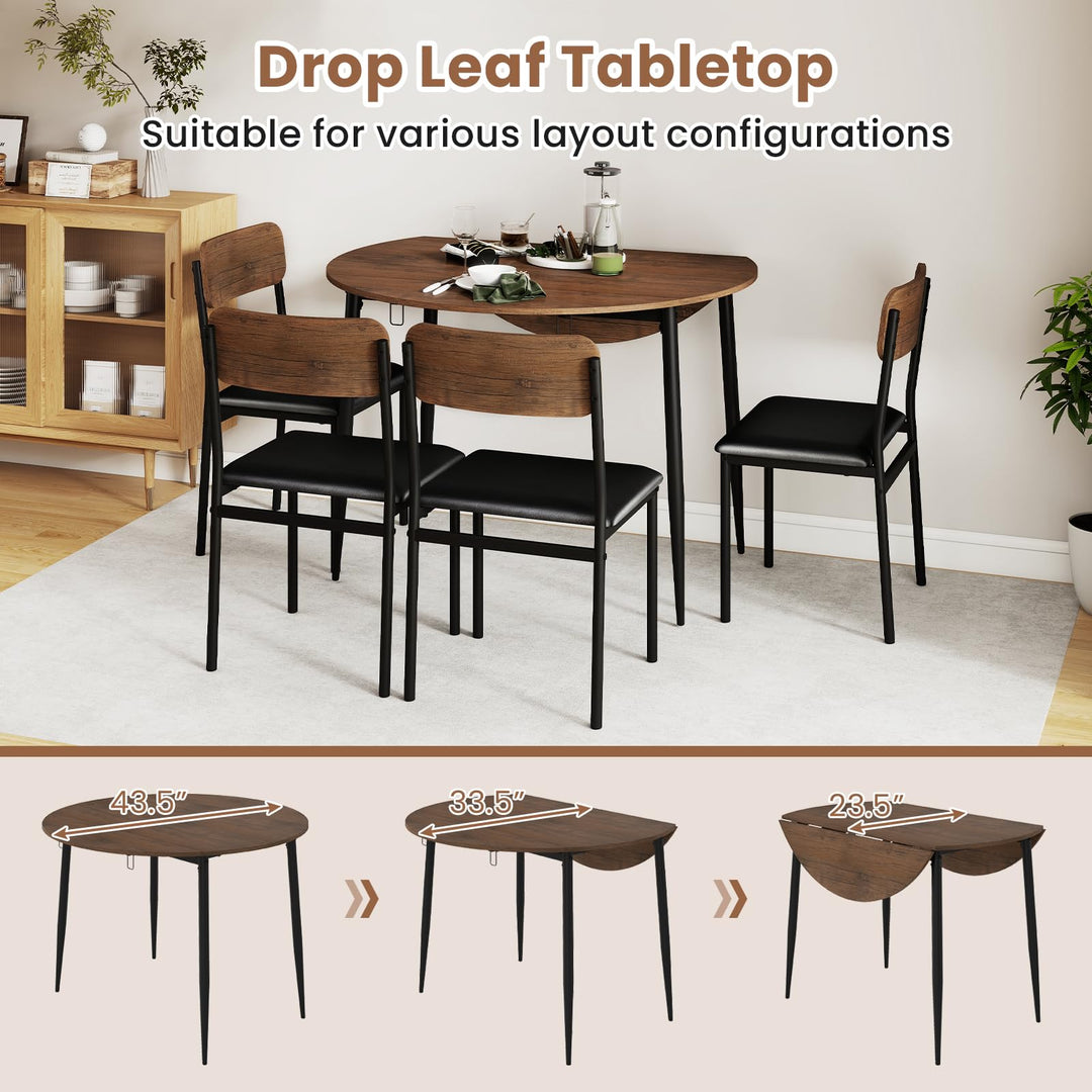Giantex 5-Piece Dining Table Set for 4 | Space Saving Farmhouse Dinette Set for Dinette Dinner