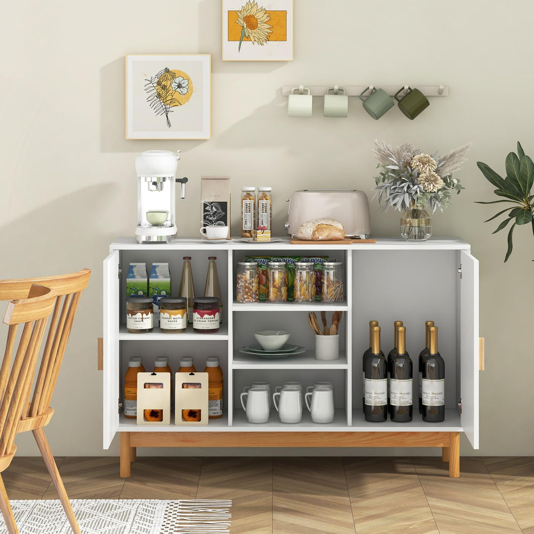 Giantex Buffet Sideboard, Kitchen Storage Cabinet with 3 Open Shelves &amp; 2 Side Cabinets