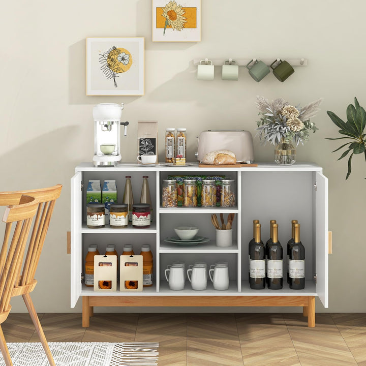 Giantex Buffet Sideboard, Kitchen Storage Cabinet with 3 Open Shelves &amp; 2 Side Cabinets