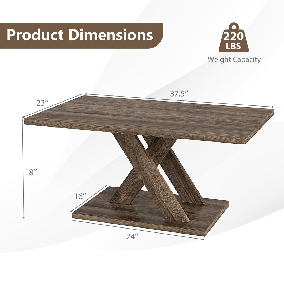 Giantex 37.5 Inch Wood Living Room Table with Stable Base &amp; Rubber Wood Connection