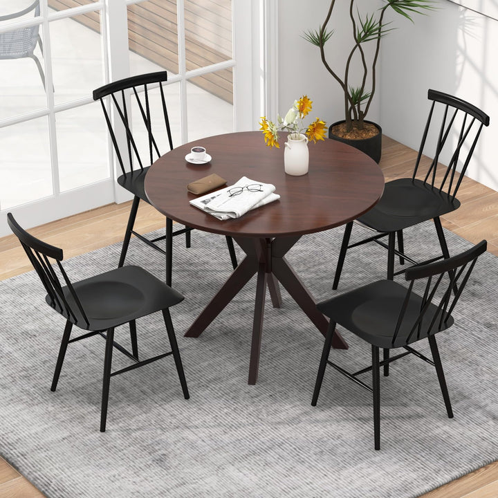 Giantex Metal Dining Chairs Set, Farmhouse Kitchen Chairs w/High Cross Backrest &amp; Curved Seat