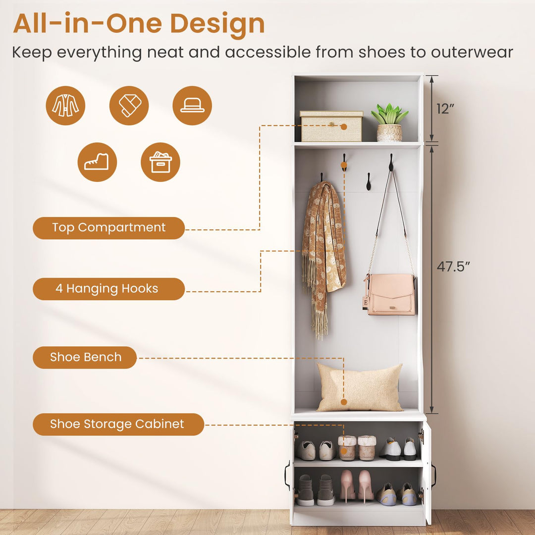 Giantex 3-in-1 Hall Tree with Bench and Shoe Storage 23.5" Tall Coat Rack