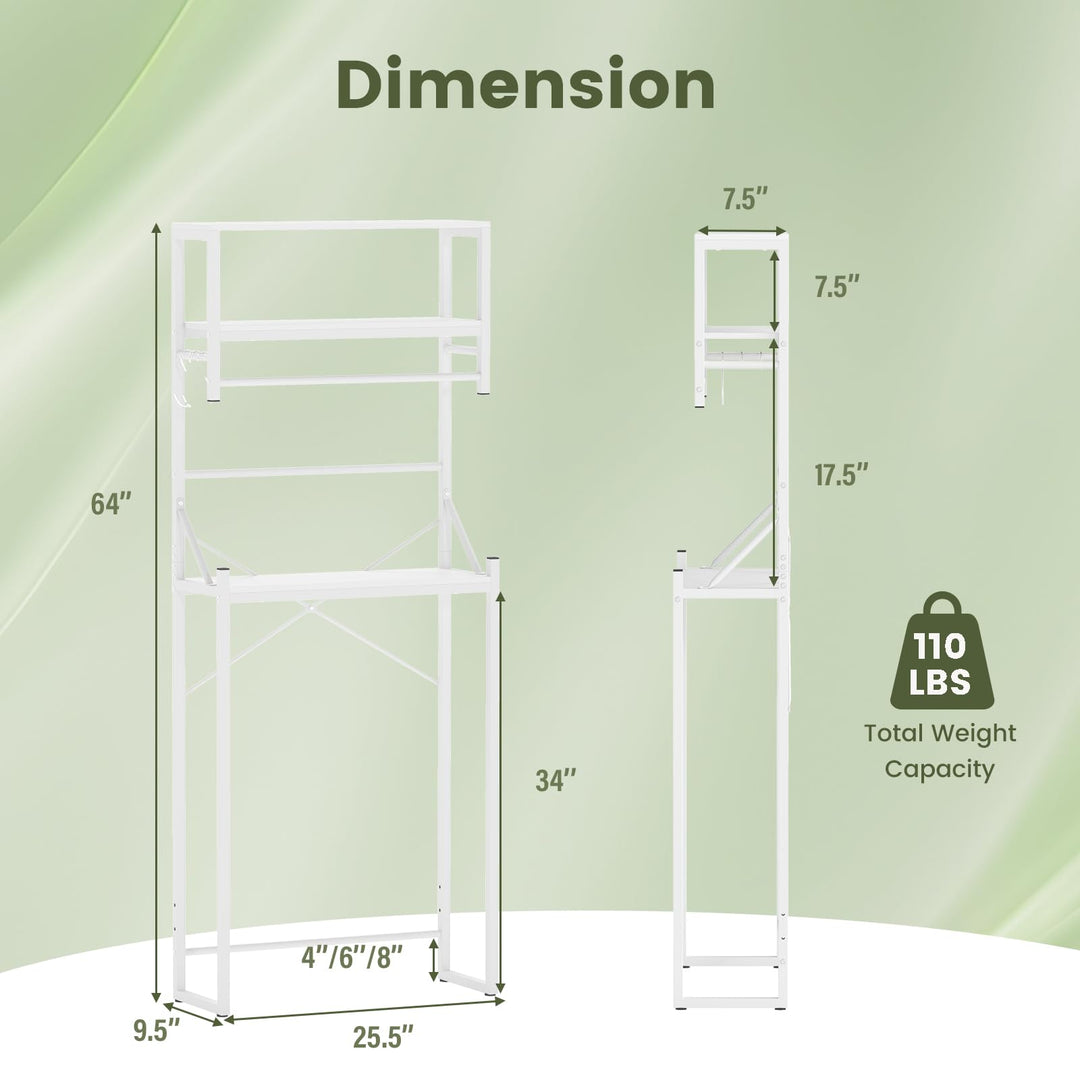 Giantex 3-Tier Over The Toilet Storage 64" Tall Freestanding Space Saver Bathroom Shelves