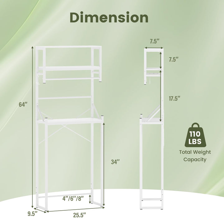 Giantex 3-Tier Over The Toilet Storage 64" Tall Freestanding Space Saver Bathroom Shelves