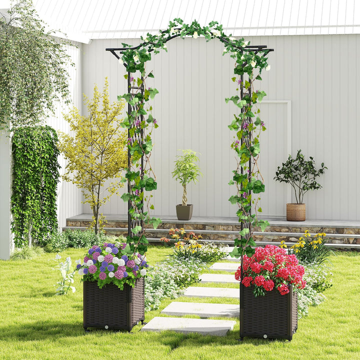 Giantex 8.2 FT Garden Arch Trellis w/ 2 Self-Watering Planter Boxes