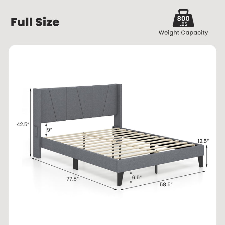 Giantex Queen/Full SizeBed Frame with Wingback Headboard