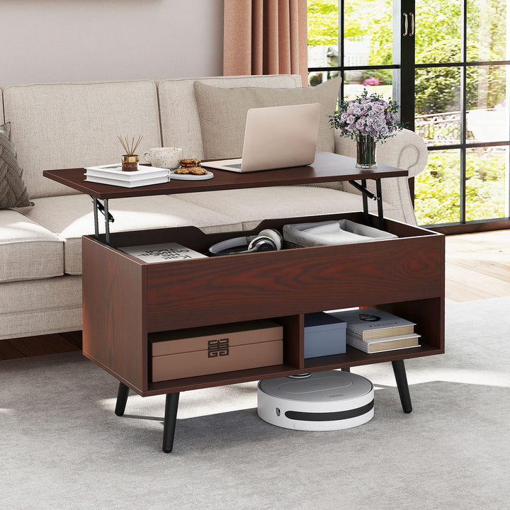 Giantex Lift Top Coffee Table Modern Cocktail Table w/Hidden Compartment &amp; 2 Open Shelves