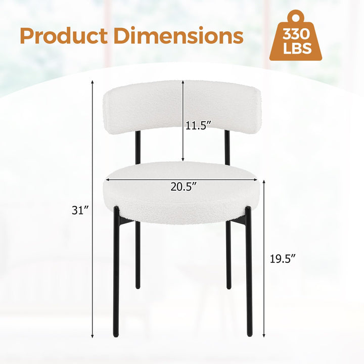 Giantex Sherpa Dining Chairs Set of 4, Upholstered Round Kitchen Chairs with Curved Backrest &amp; Metal Legs