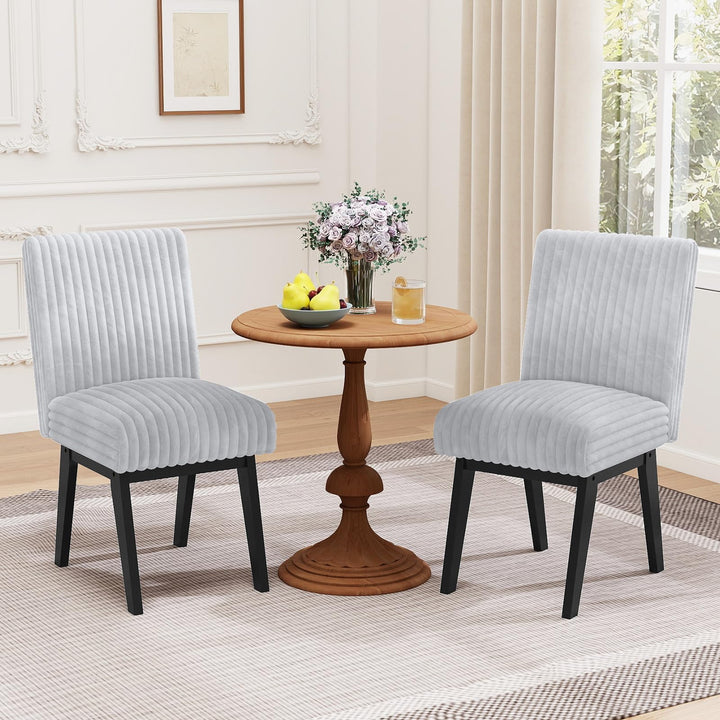 Giantex Fabric Upholstered Channel Tufted Kitchen Chair w/ 6" Thick Padded Seat &amp; Backrest