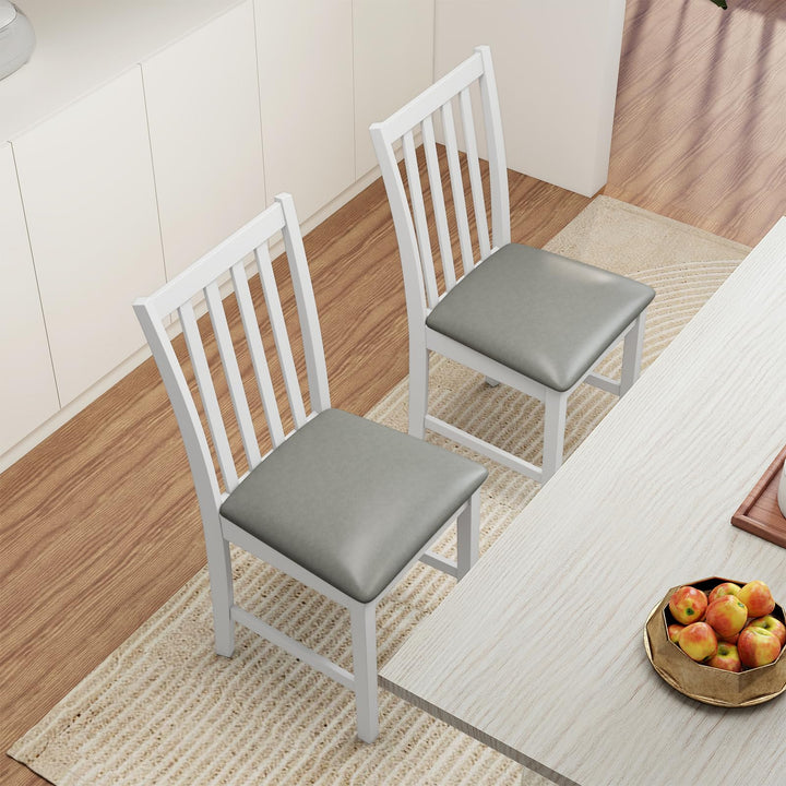Giantex Wooden Dining Chairs Set of 2/4 Faux Leather Upholstered Kitchen Chair w/Rubber Wood Legs