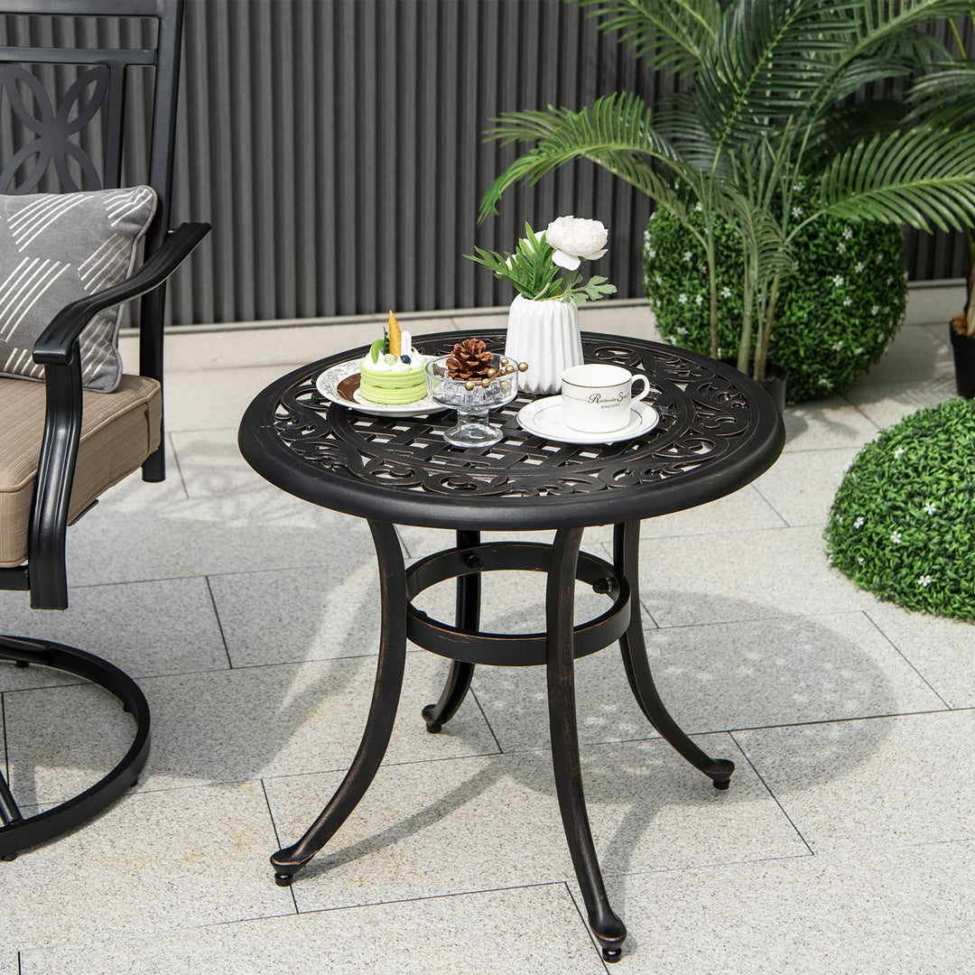 Giantex Patio Bistro Table | 24” Cast Aluminum Round Side Table for Porch