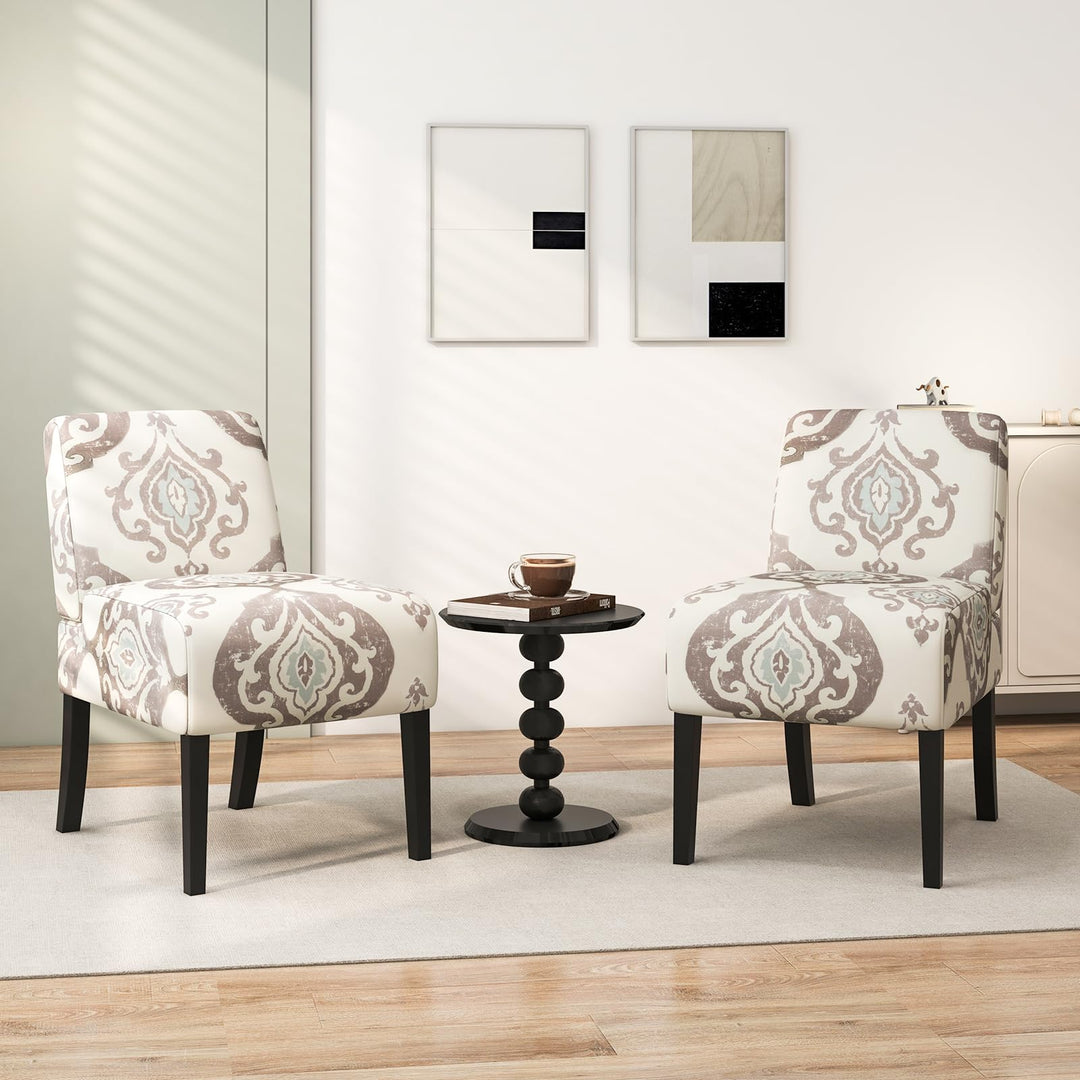 Giantex Armless Accent Chair Set of 1/2/4, Upholstered Living Room Chair with Rubber Wood Legs