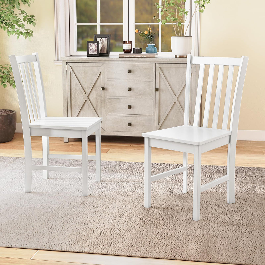 Giantex Wooden Dining Chairs Set of 2/4-100% Solid Rubber Wood Kitchen Chair with Curved Backrest