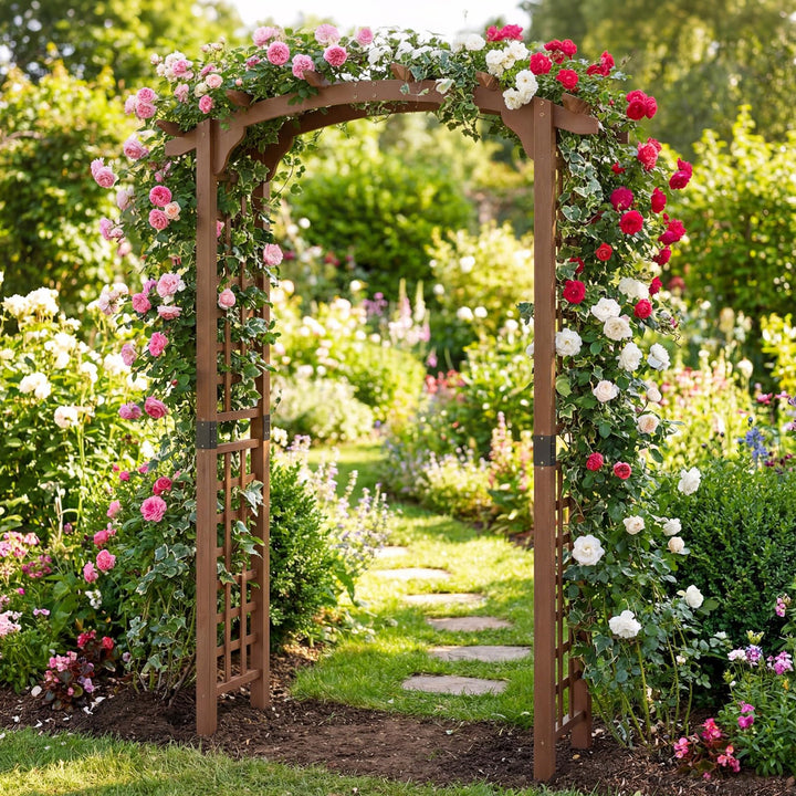 Giantex 7.5FT Wood Garden Arbor Trellis for Climbing Plants