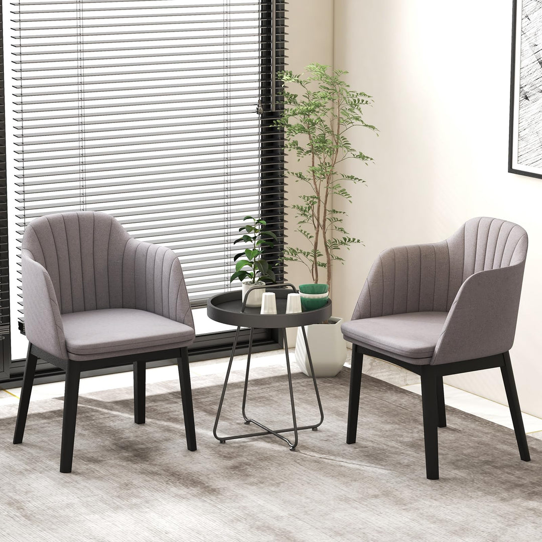 Giantex Modern Dining Chairs, Upholstered Velvet Accent Chairs w/Curved Backrests &amp; Rubber Wood Legs