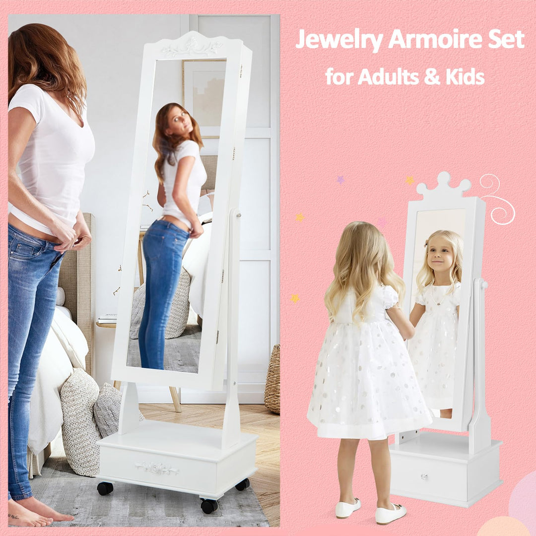 CHARMAID Kids Jewelry Armoire &amp; Adult Jewelry Cabinet Set