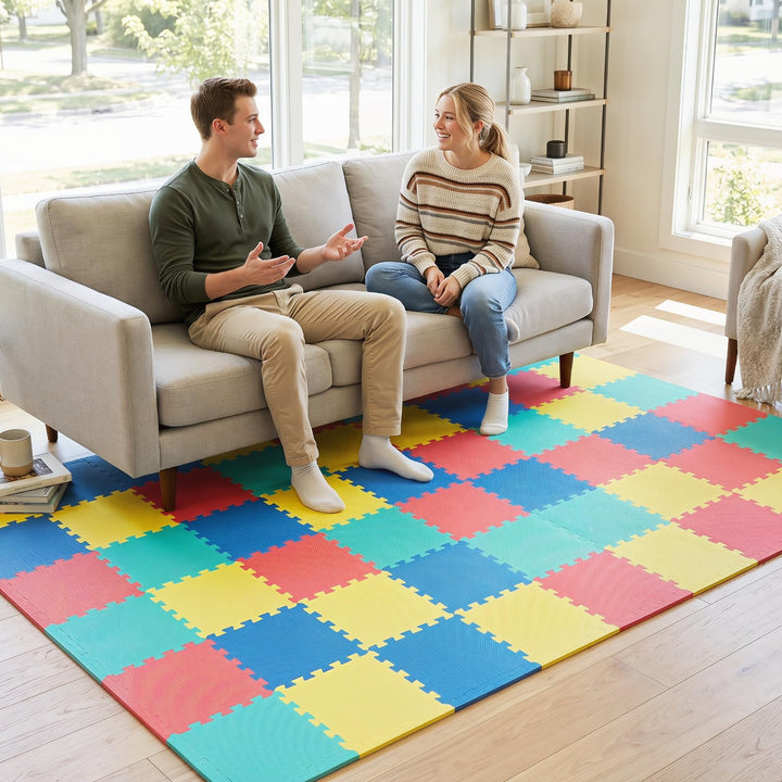 Giantex Interlocking Exercise Mat | 0.4" Thick Non-Slip Puzzle Workout Mats