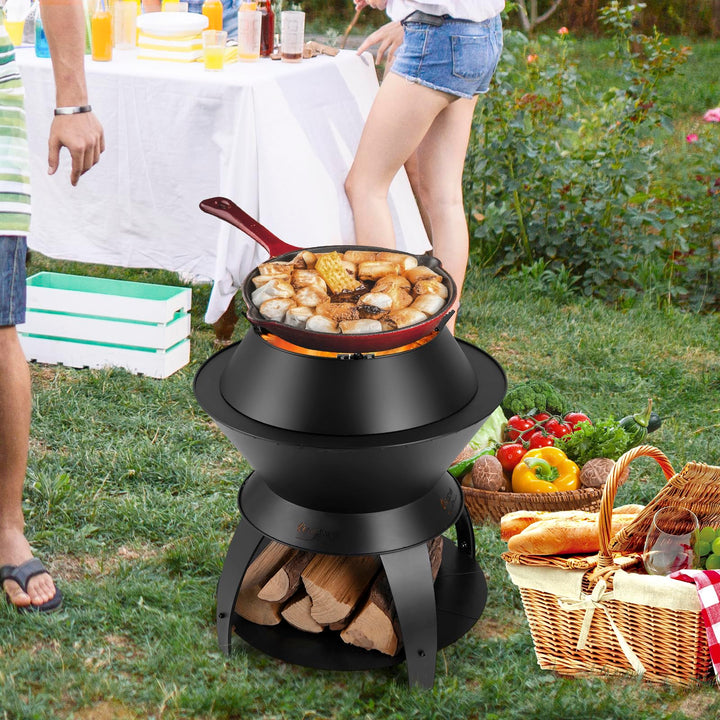 Giantex 3-in-1 Smokeless Fire Pit, 20" Wood Burning Firepit w/Removable Wok Ring &amp; Ash Pan