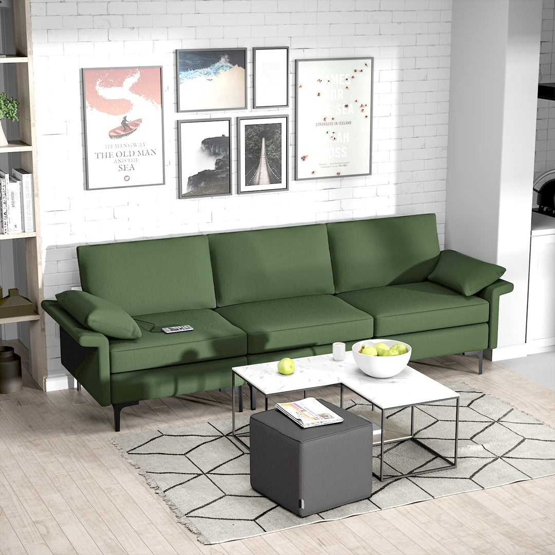 Giantex 3-Seat Sectional Sofa Couch, 100.5" L Convertible Sleeper with USB Port &amp; Outlet