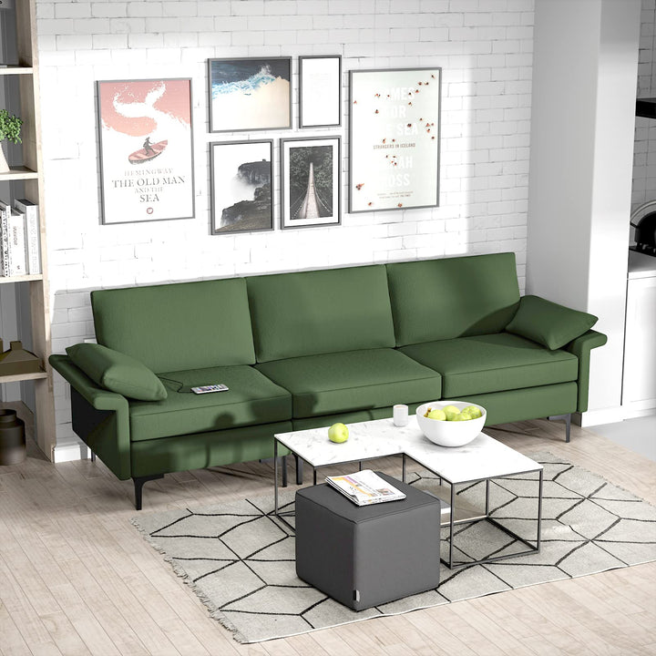 Giantex 3-Seat Sectional Sofa Couch, 100.5" L Convertible Sleeper with USB Port &amp; Outlet