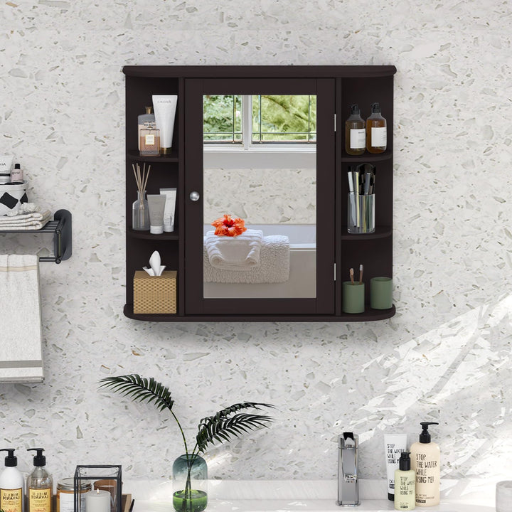 Giantex Medicine Cabinet, Mirror Bathroom Cabinet with Single Door, 3 Adjustable Shelves, Storage Cabinet for Hallway, Living Room