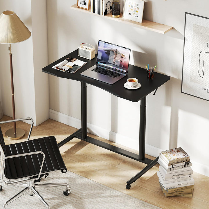 Giantex Mobile Standing Desk Height Adjustable Computer Desk with Wheels &amp; Aluminum Frame