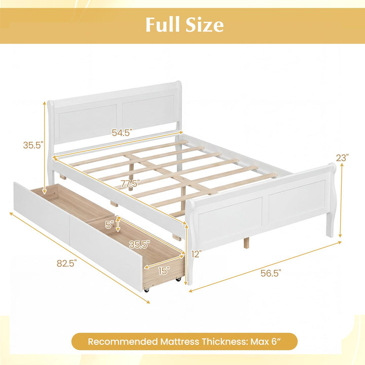 Giantex Twin/ Full/ Queen Bed with 2 Storage Drawers Wood Platform Bed with Headboard &amp; Footboard