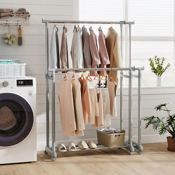 Giantex Portable Garment Clothin Rack with Adjustable Height &amp; Width for Laundry
