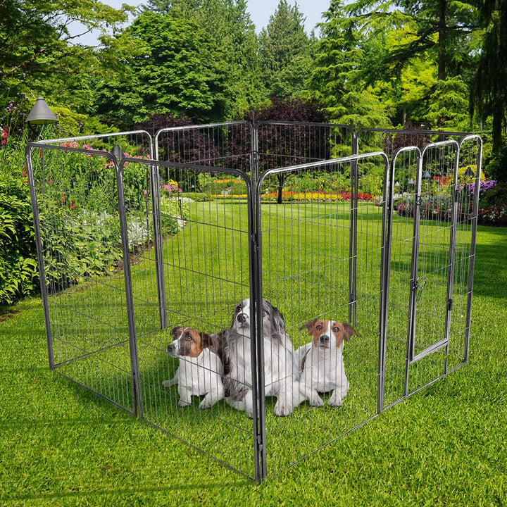 Giantex 8-Panel Folding Puppy Playpen, Portable Dog Fence W/ Safety Gate for Yard