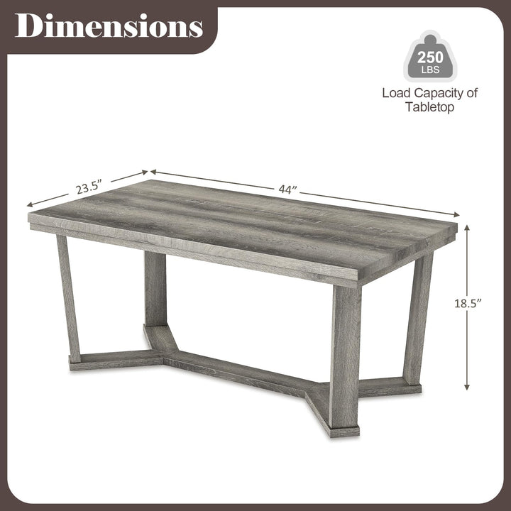 Giantex Farmhouse Wood Coffee Table with Cross-Shaped Base &amp; Rubber Wood Frame