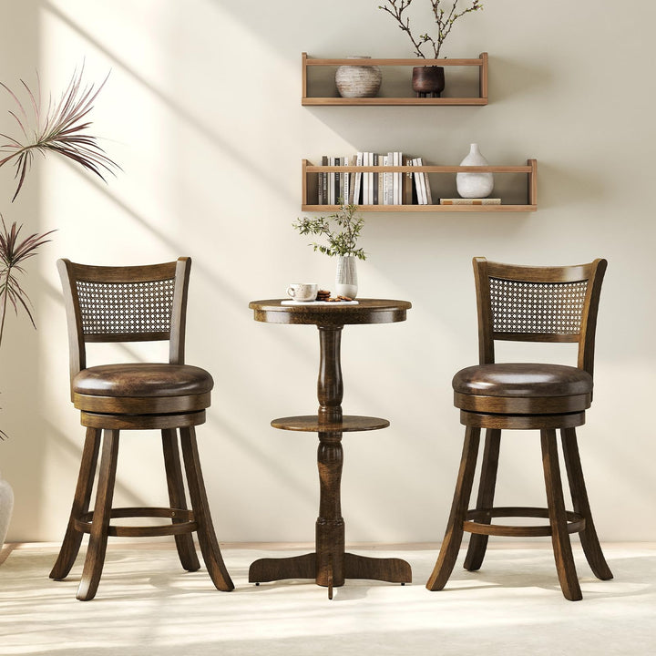 Giantex 25" Swivel Bar Stools Set of 2/4 with Footrest &amp; Rubber Wood Frame