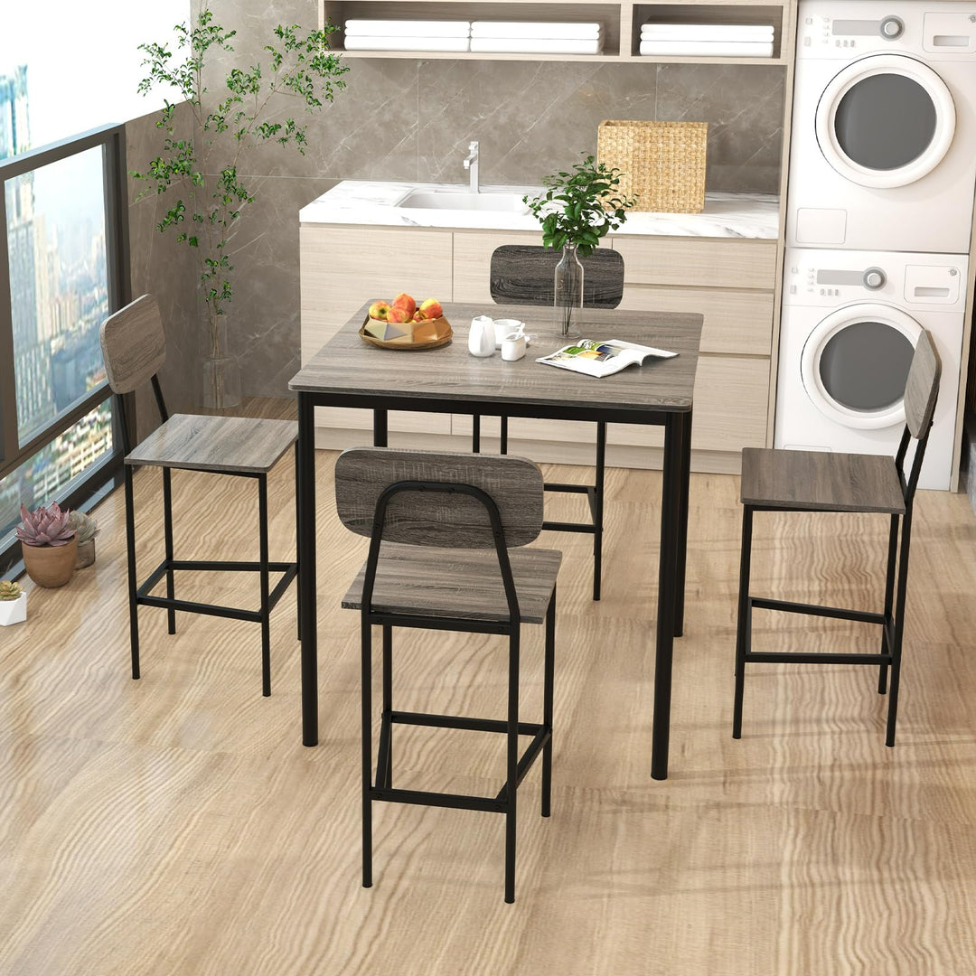 Giantex 5-Piece Dining Table Set W/Counter Height Table &amp; 4 Bar Stools