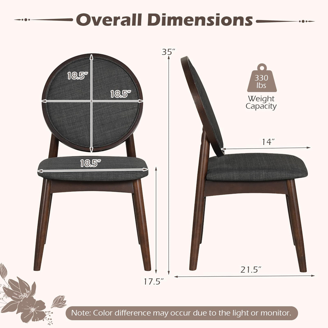 Giantex Set of 2/4 Upholstered Linen Fabric Kitchen Side Chairs with Padded Seat
