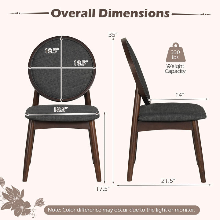 Giantex Set of 2/4 Upholstered Linen Fabric Kitchen Side Chairs with Padded Seat