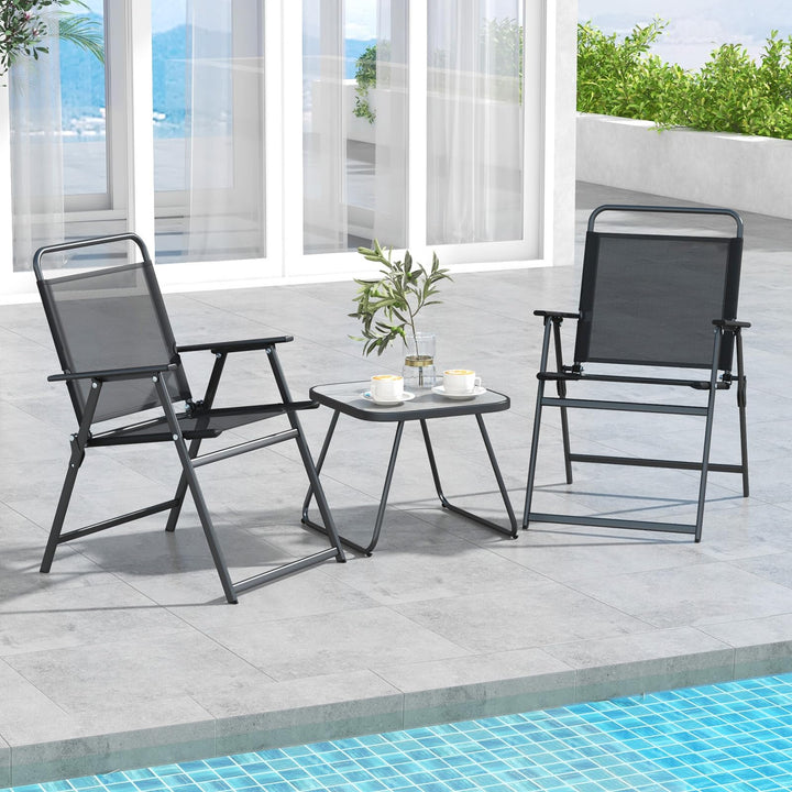Giantex 3-Piece Patio Bistro Set, Outdoor Folding Chairs &amp; Table Set, Outdoor Conversation Set for Balcony Yard Poolside