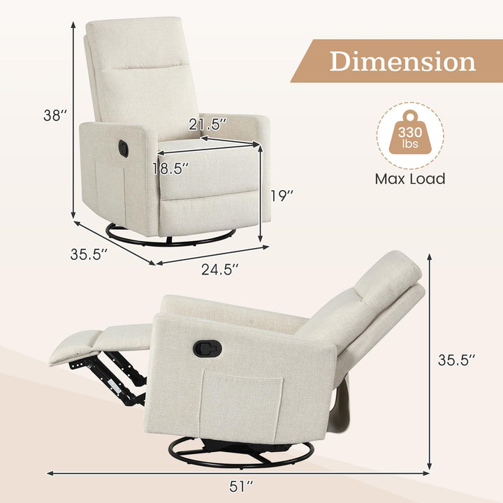 Giantex 360° Nursery Recliner Chair with Adjustable Cushioned Back