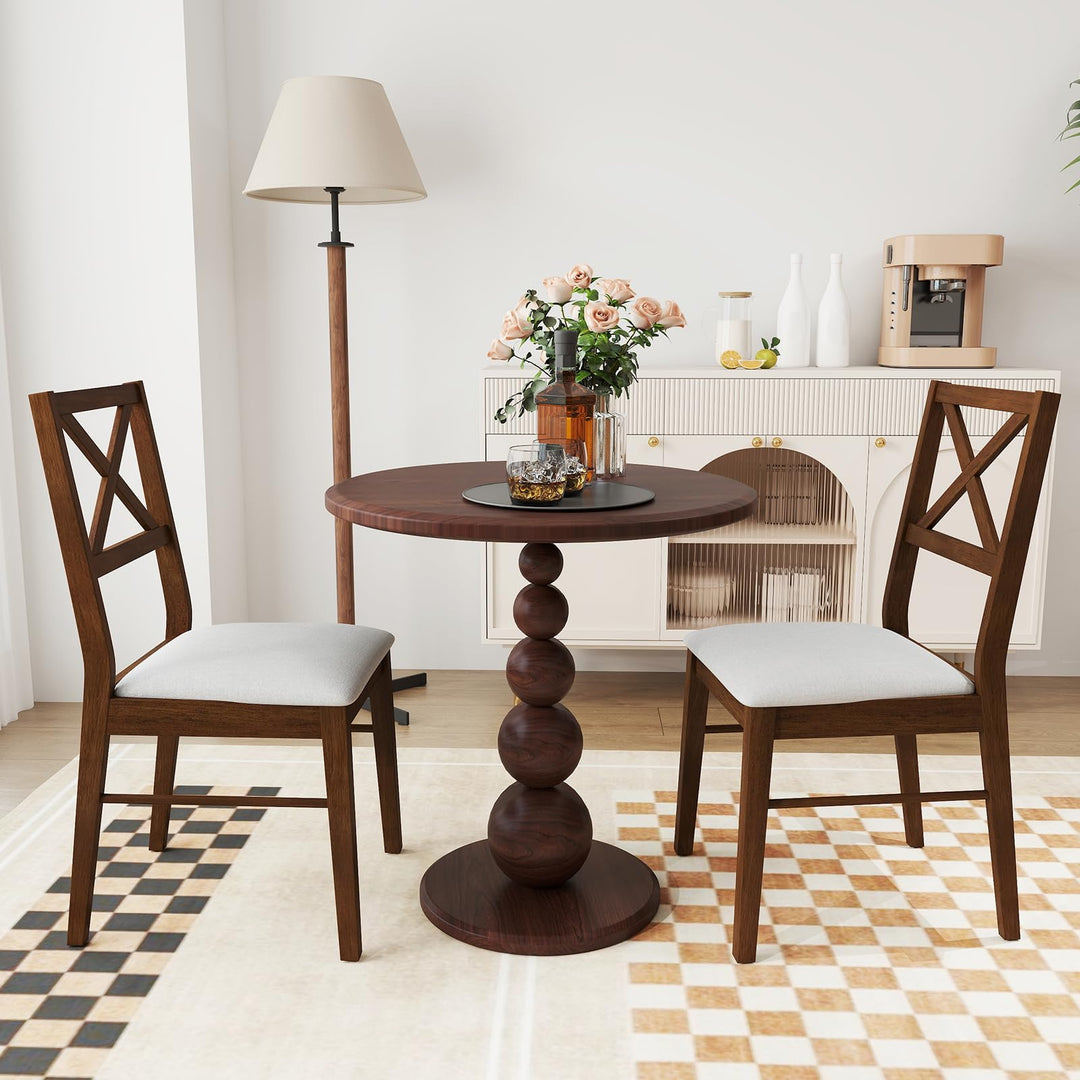Giantex Wooden Dining Chairs Set of 2/4, Upholstered Kitchen Chairs w/Cross Back &amp; Padded Seat