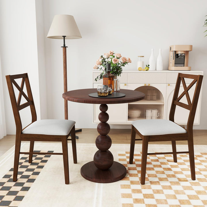 Giantex Wooden Dining Chairs Set of 2/4, Upholstered Kitchen Chairs w/Cross Back &amp; Padded Seat
