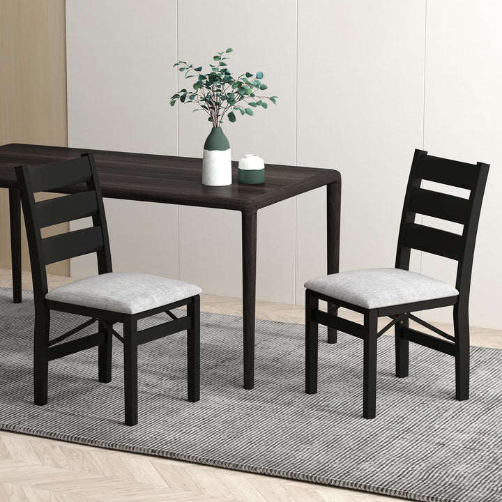 Giantex Folding Dining Chairs Set of 2, Modern Upholstered Kitchen Chairs w/Slatted Backrest &amp; Padded Seat