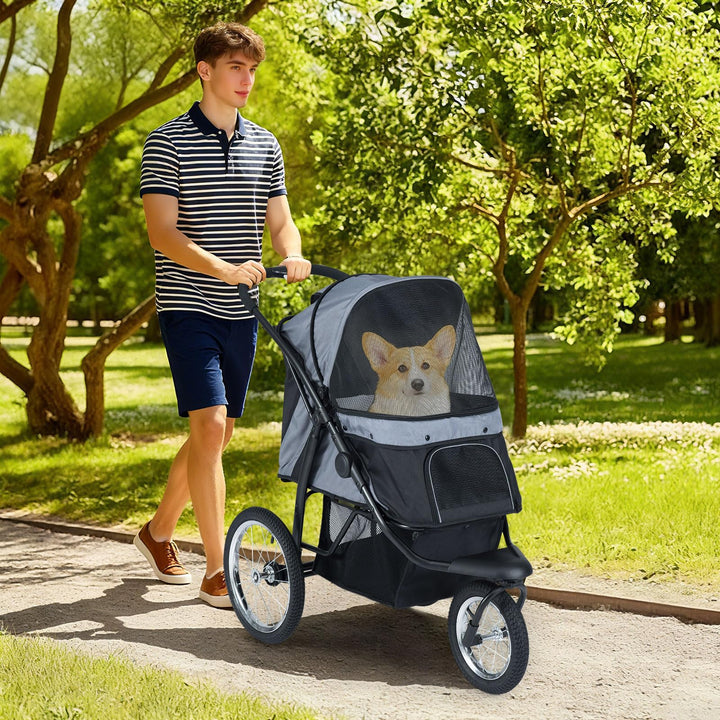 Giantex Dog Stroller for Small &amp; Medium Dogs Cats Foldable Pet Stroller with 3 All-Terrain Inflatable Rubber Wheels